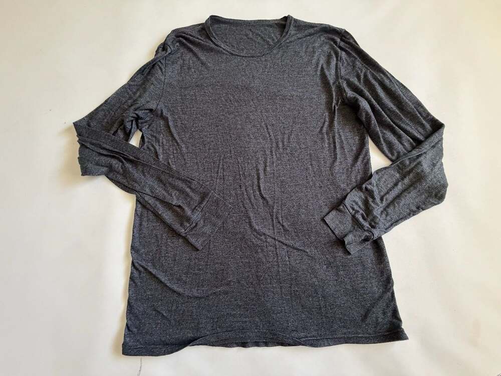 Weatherproof Long Sleeve Shirt Mens L Gray Ribbed Crew Neck Thermal Y2K